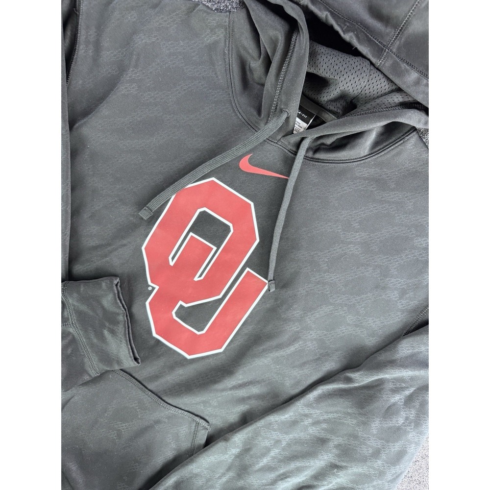 VTG Nike Oklahoma Sooners OU Hoodie Gray Center Check XXL Therma-Fit
